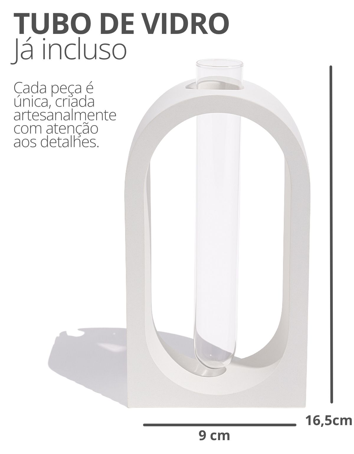 Vaso Decorativo Solitário Janela 16,5cm Artesanal em Cimento