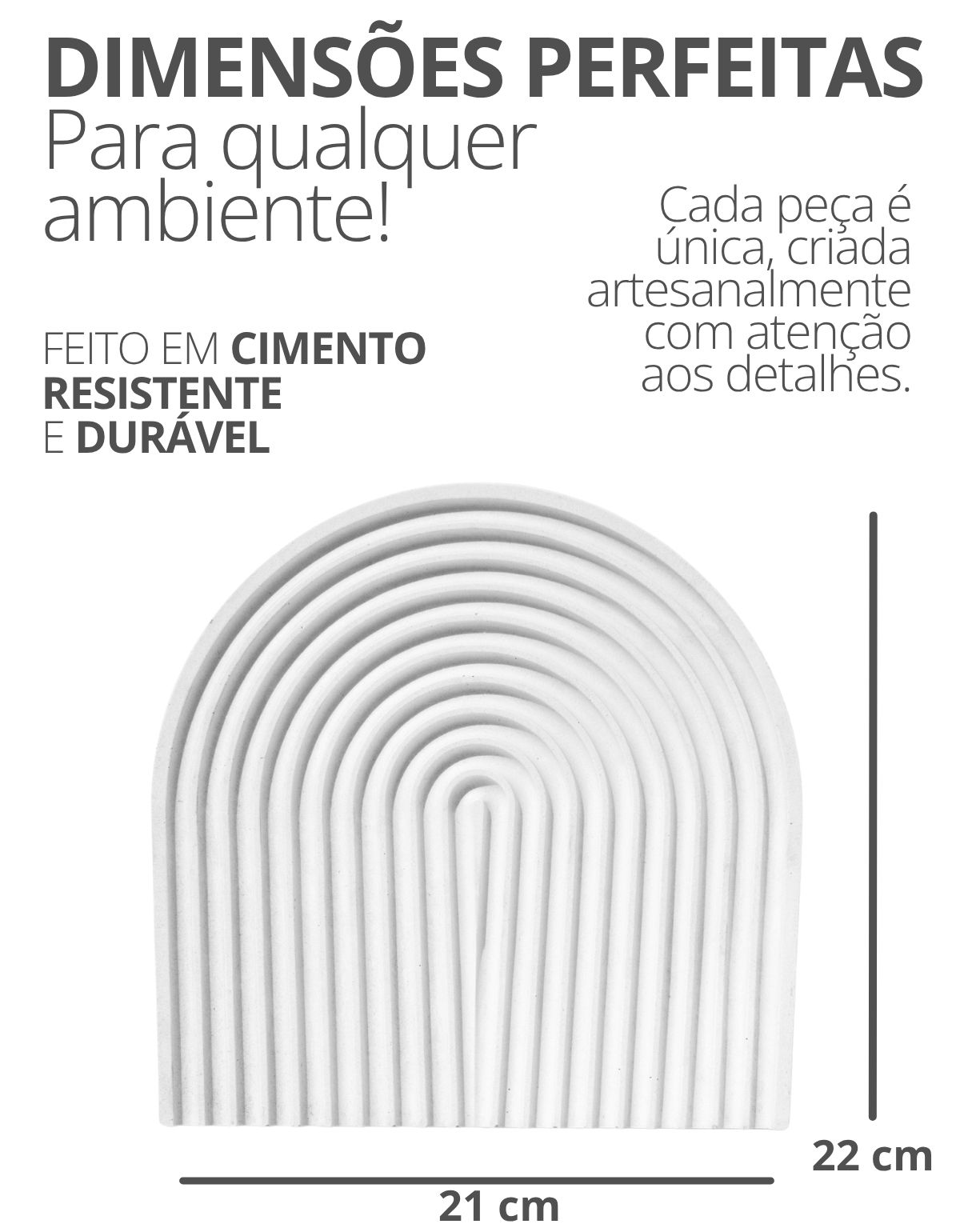 Bandeja Decorativa Arco 22cm em Cimento Artesanal