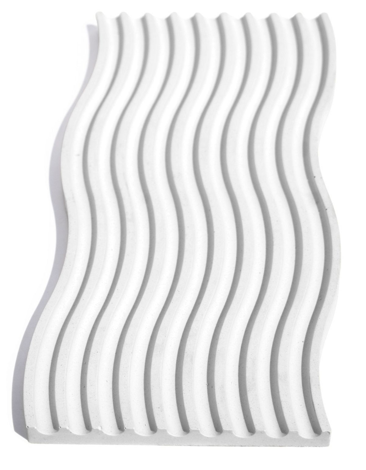 Bandeja Decorativa Ondas Artesanal M 25x12cm Em Cimento Branco