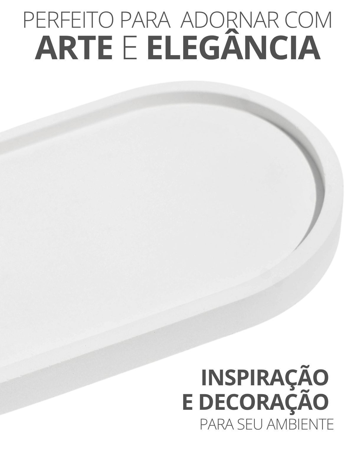 Bandeja Oval Clássica Lisa 18cm em Cimento Artesanal