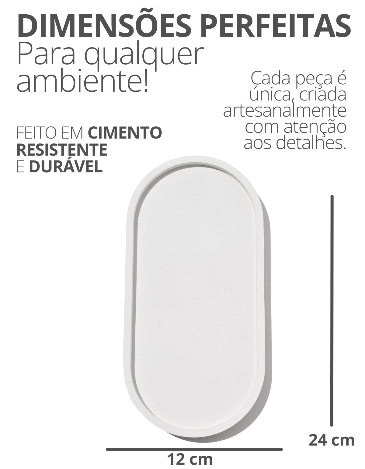 Bandeja Decorativa Oval  24cm em Cimento Artesanal