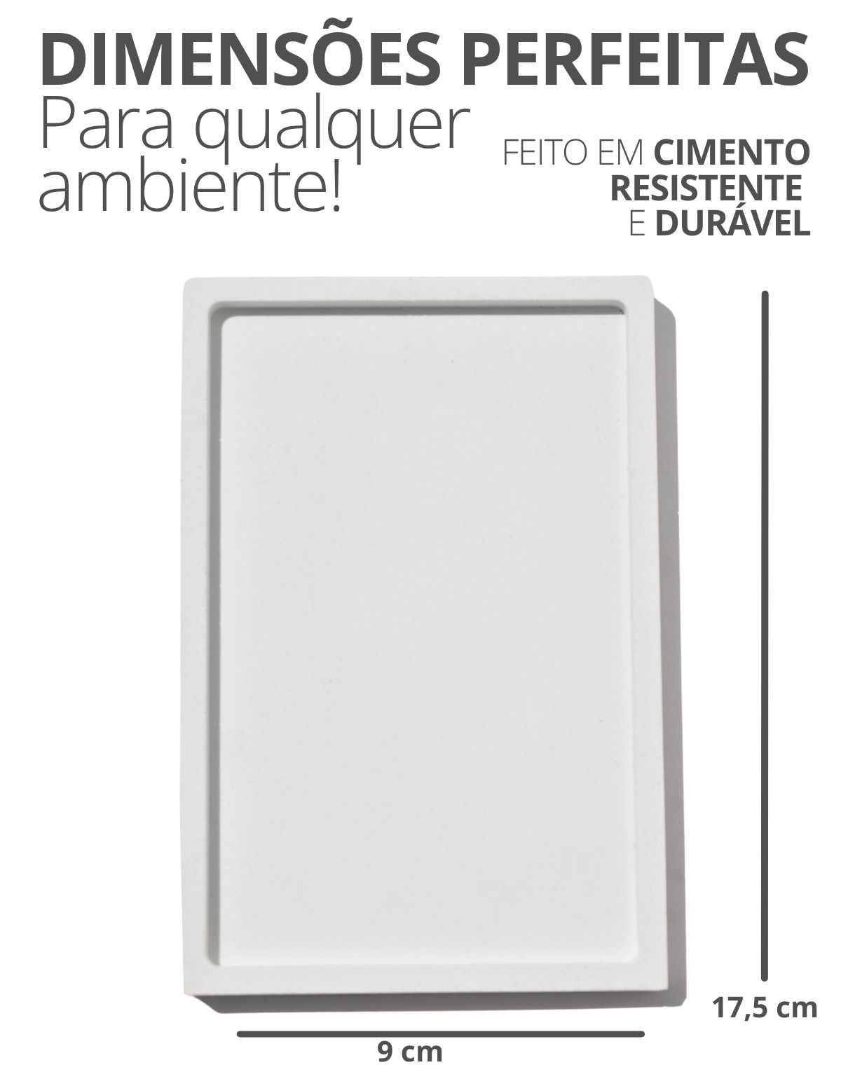 Bandeja Decorativa Retangular 17,5cm em Cimento Artesanal