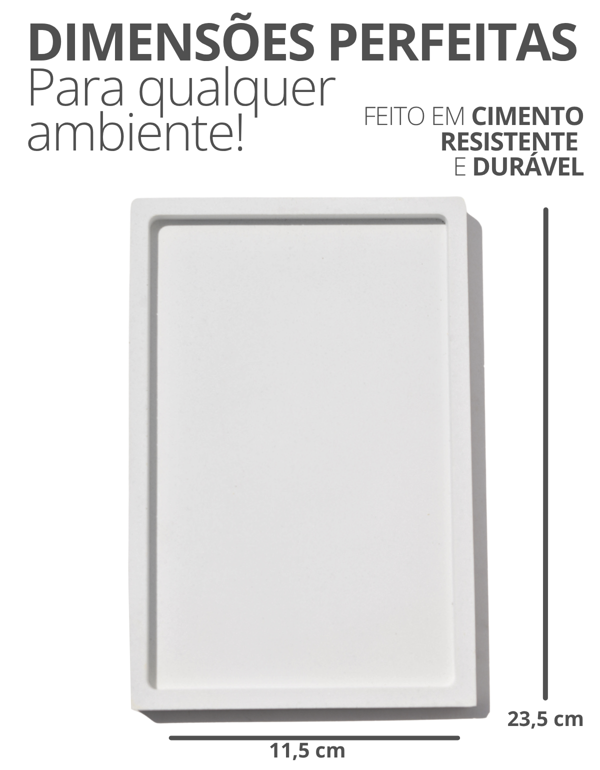 Bandeja Retangular 24x12 Site ALETA 4 Bandeja Decorativa Retangular 23,5cm em Cimento Artesanal