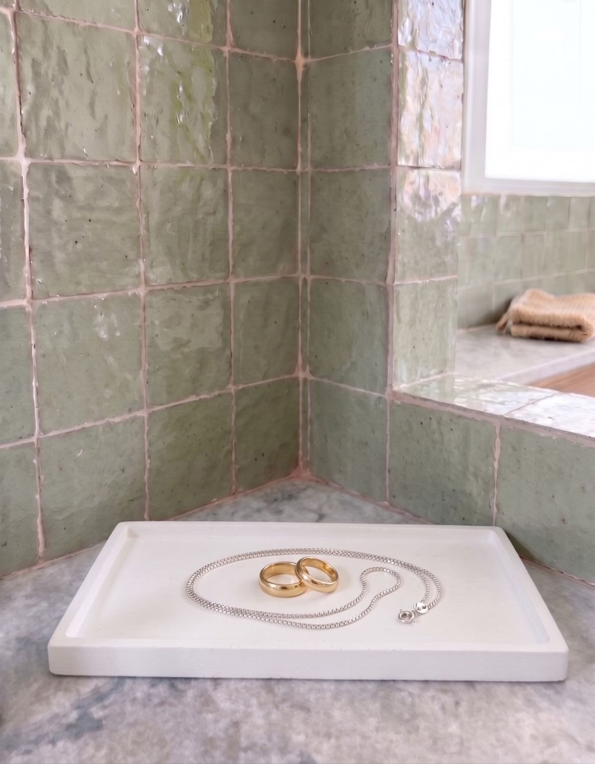 Bandeja Decorativa Retangular 15cm em Cimento Artesanal