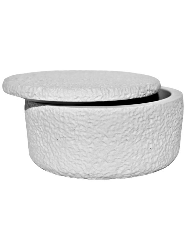 Pote Texturizado Clássico Baixo 12cm em Cimento Artesanal