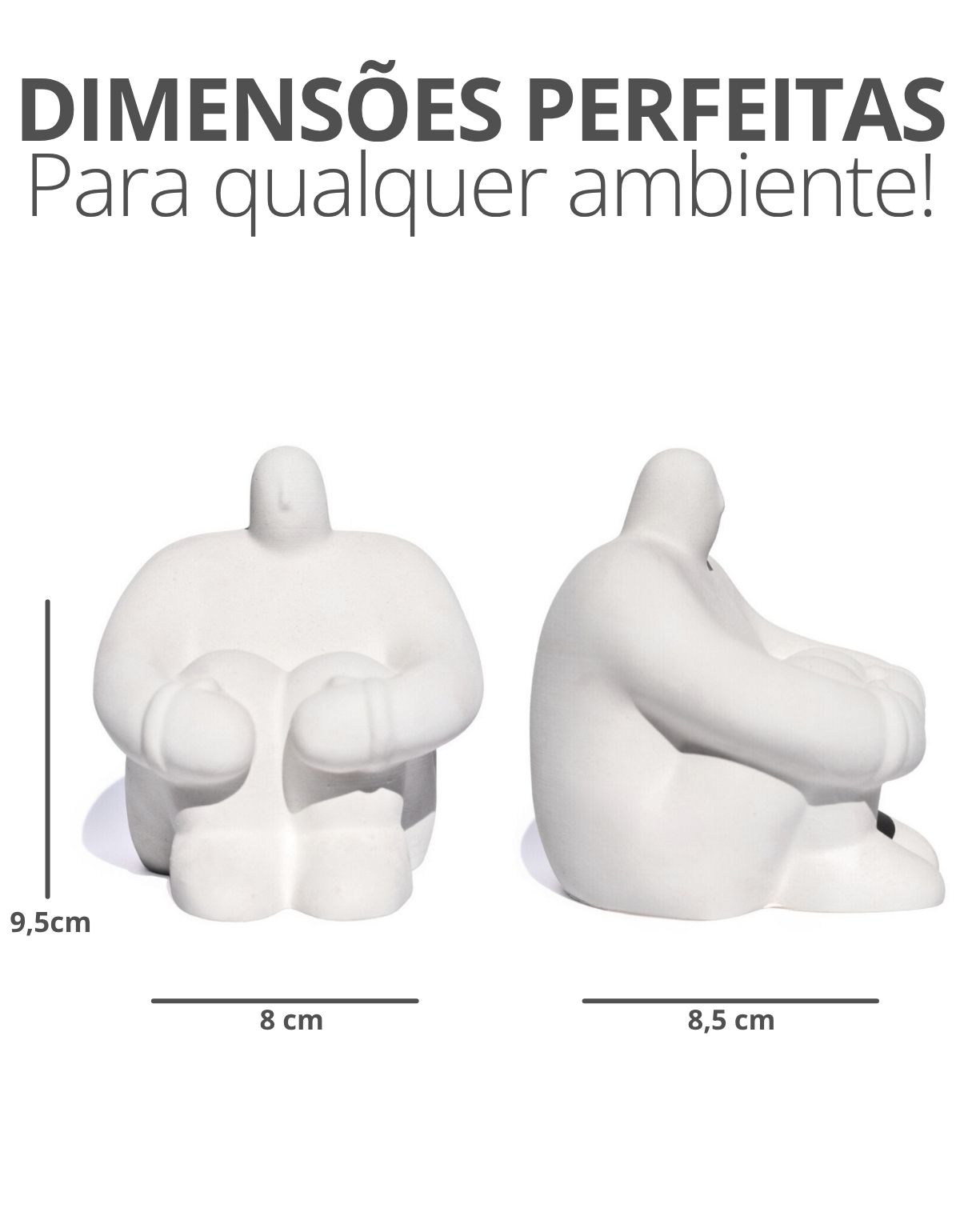 Estátua Decorativa Gigante Pensativo Artesanal 9,5x8,5cm Em Cimento