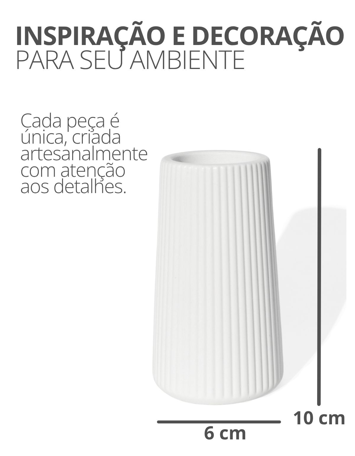 Garrafa Listras Site ALETA 3 Mini Garrafa Listras Artesanal 10x6 cm em Cimento Branco