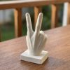 Estatua Decorativa Paz e Amor Artesanal 17cm Em Cimento