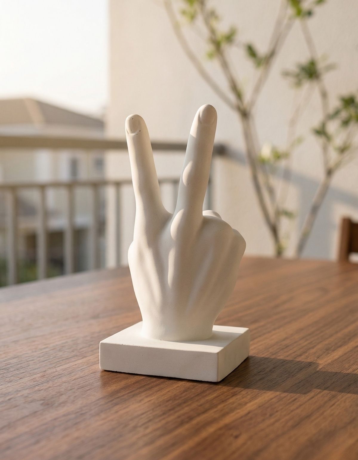 Estatua Decorativa Paz e Amor Artesanal 17cm Em Cimento