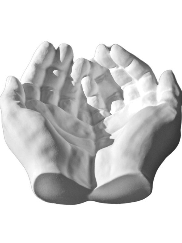 Porta Objetos Decorativo Mãos 15,5cm em Cimento Artesanal