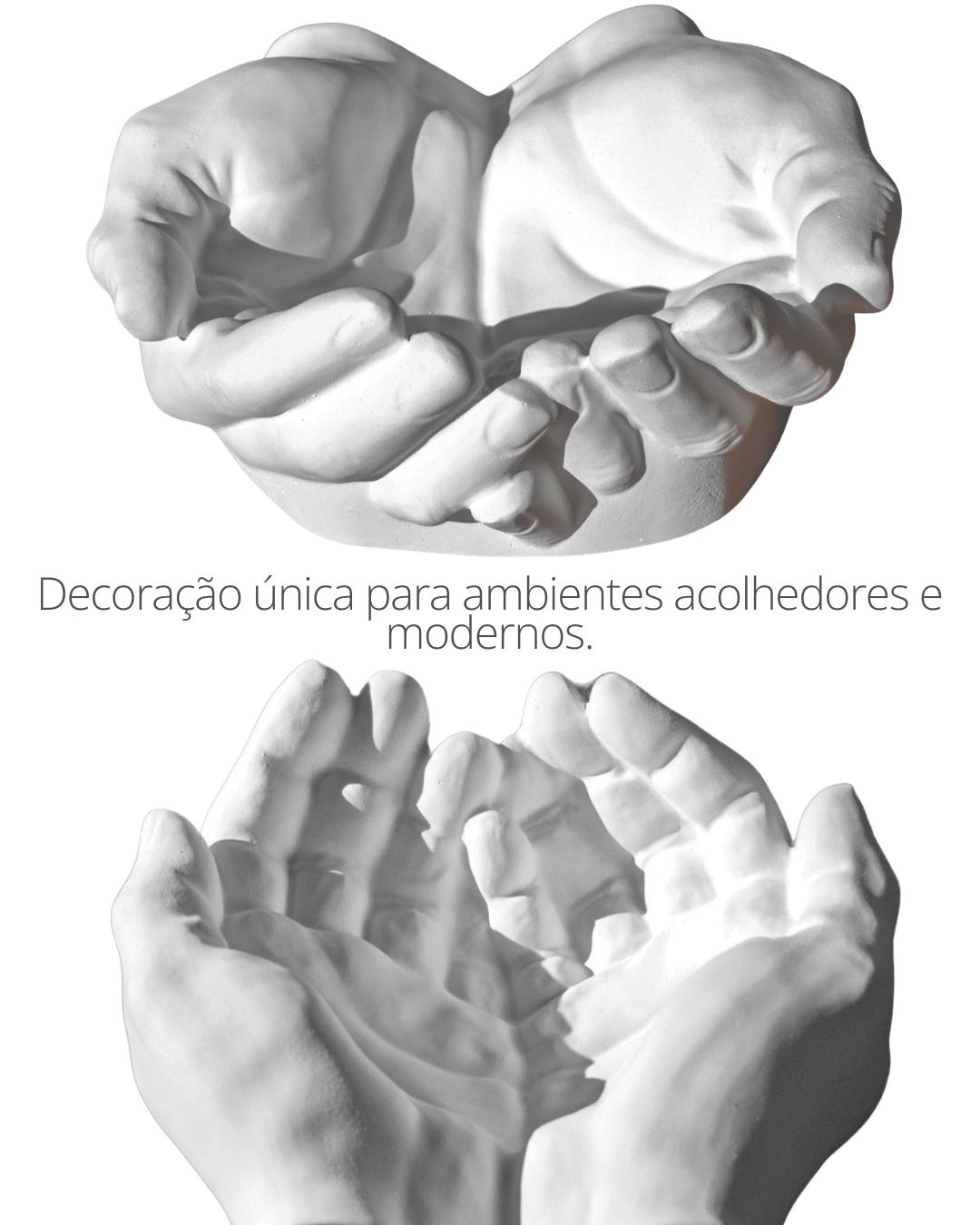 Porta Objetos Decorativo Mãos 15,5cm em Cimento Artesanal