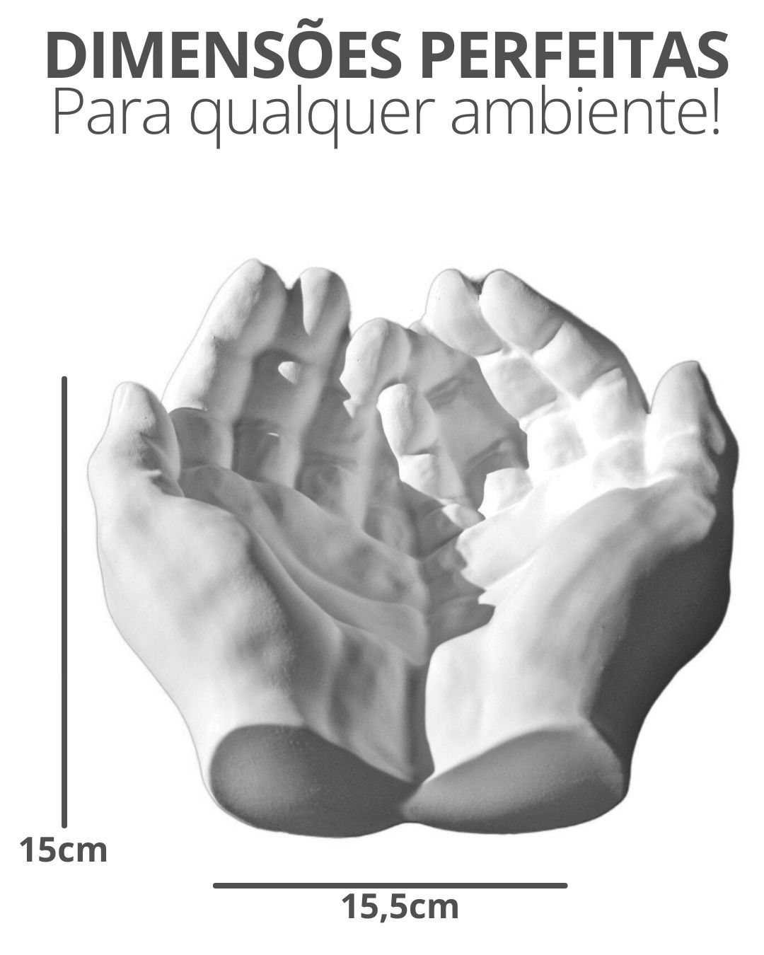 Porta Objetos Decorativo Mãos 15,5cm em Cimento Artesanal