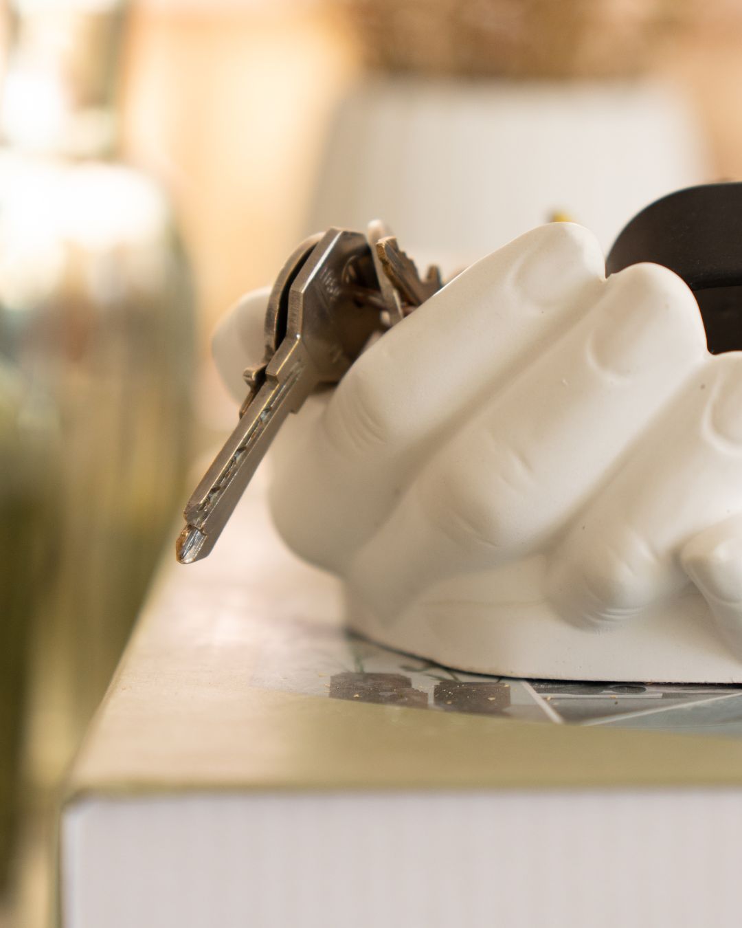 Porta Objetos Decorativo Mãos 15,5cm em Cimento Artesanal