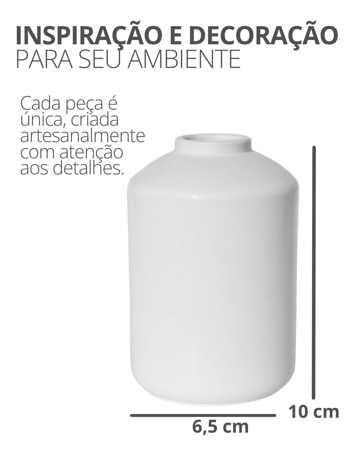 Mini Garrafa Cilindro Lisa Site ALETA 3 Mini Garrafa Cilindro Liso 10cm em Cimento Artesanal Branco