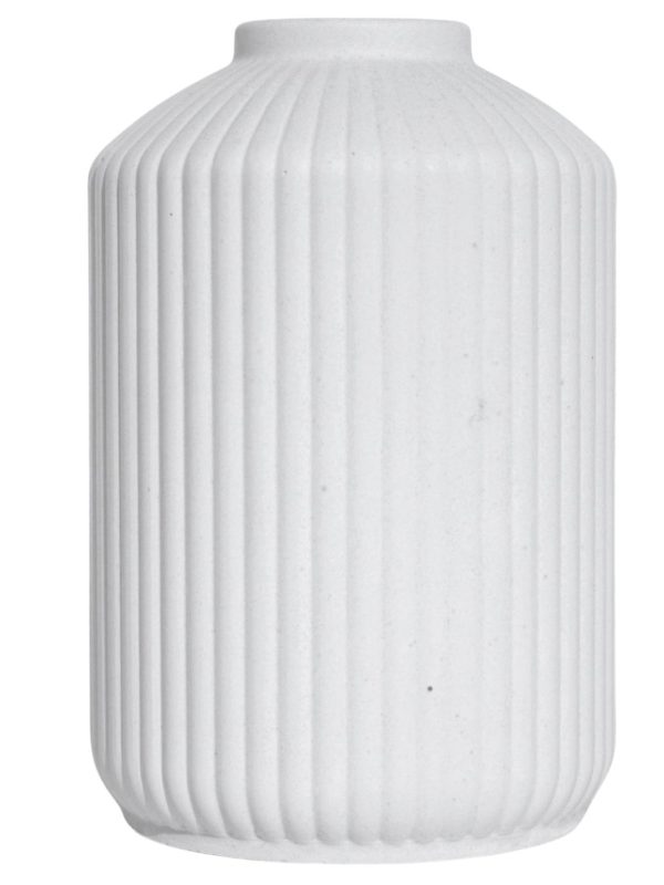 Mini Garrafa Cilindro Listras 10cm Cimento Artesanal Branco