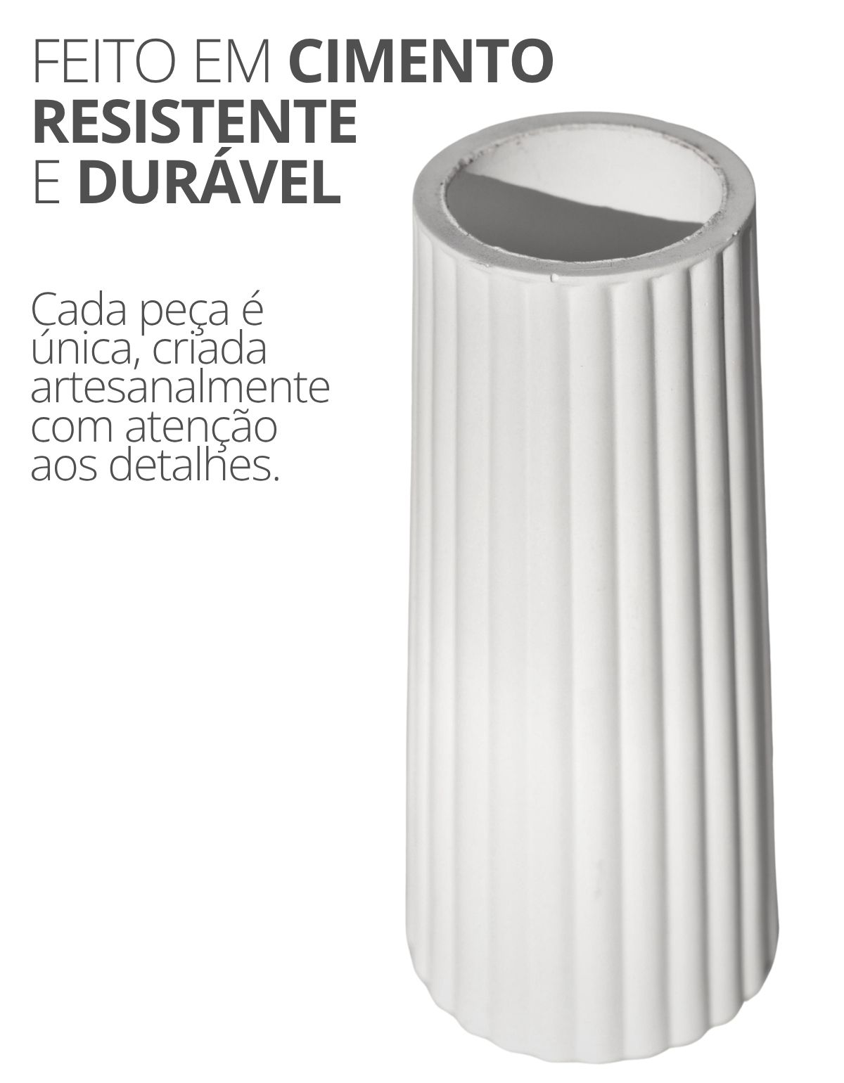 Vaso Solitário Listras 17,5x7,5cm Artesanal Em Cimento