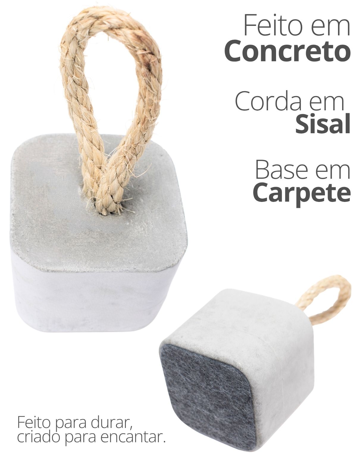 Peso de Porta Artesanal Cubo 1,5Kg Concreto com Base Anti Risco
