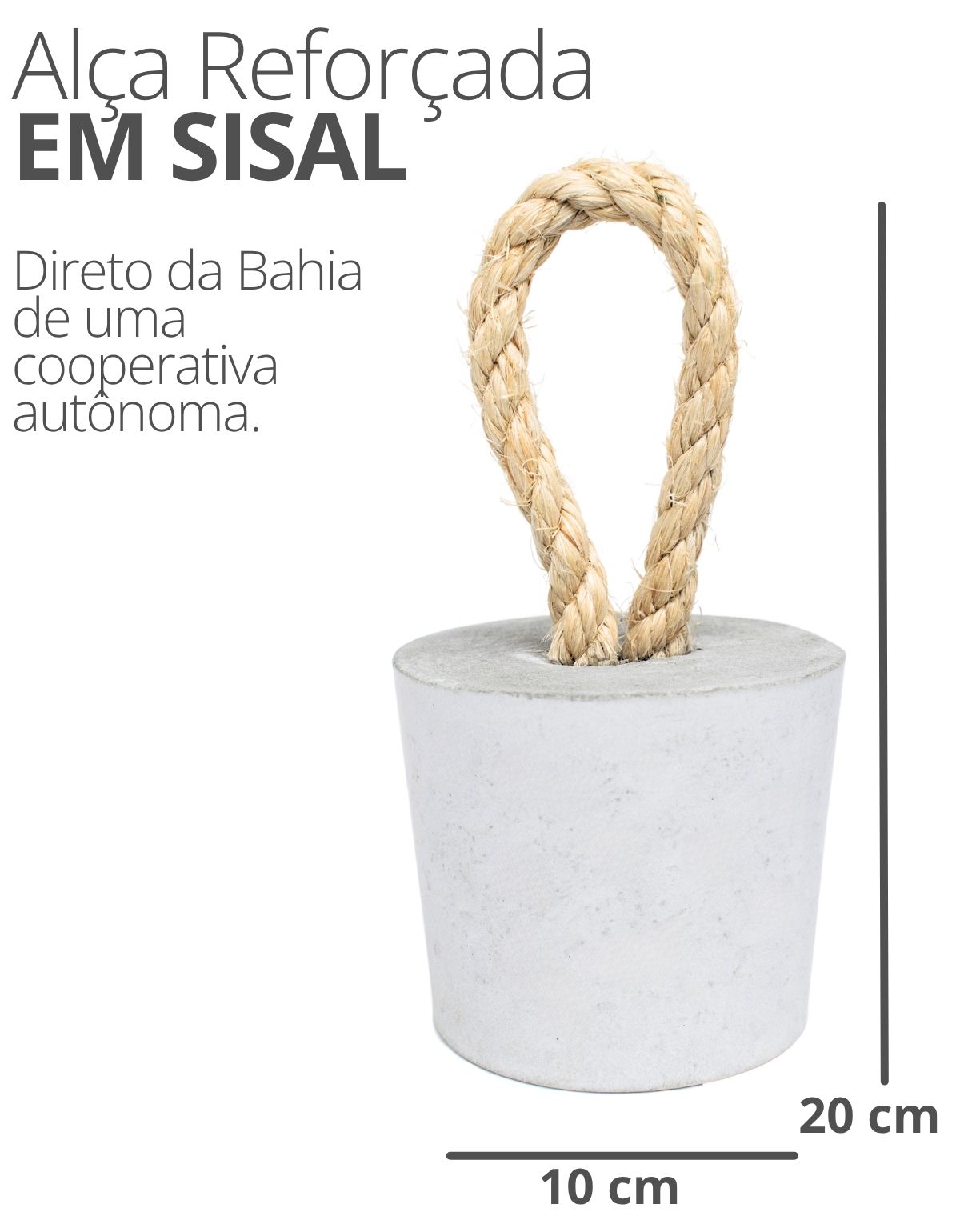 Peso de Porta Artesanal 1,3Kg Concreto com Base Anti Risco