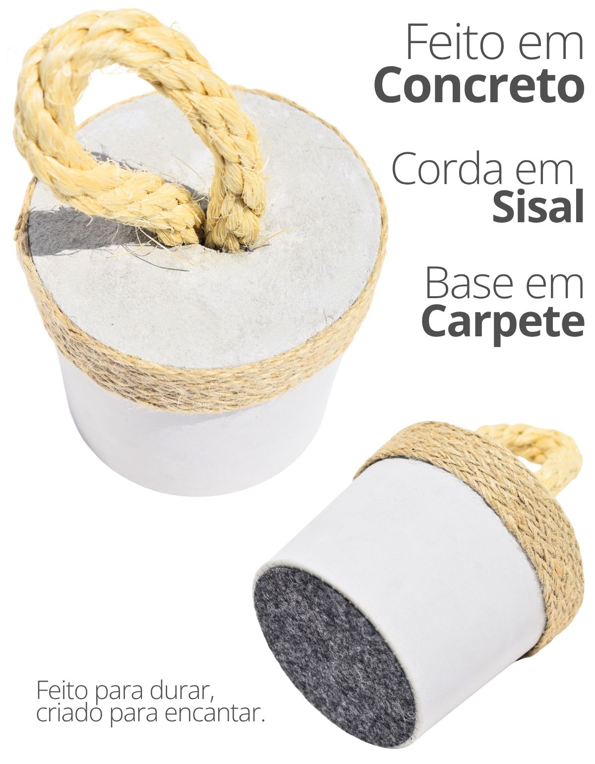 Peso de Porta Artesanal 1,3Kg Concreto com Base Anti Risco