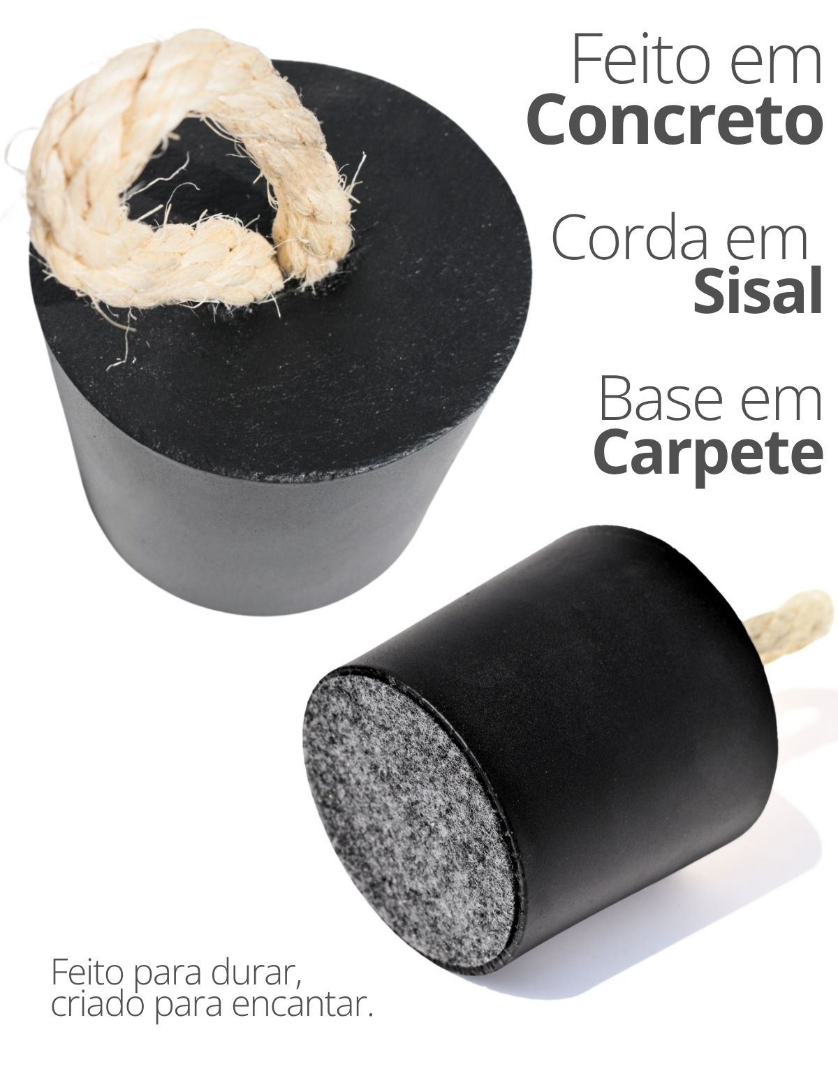 Peso de Porta Artesanal 1,3Kg Concreto com Base Anti Risco