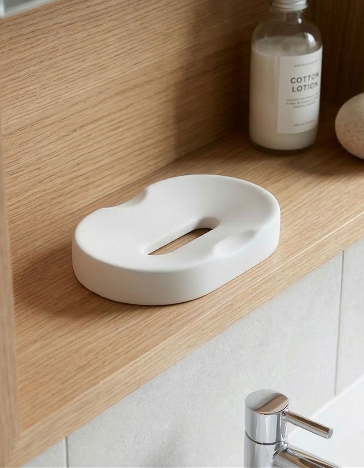 Saboneteira Porta Sabonete Banheiro Oval 11cm em Cimento