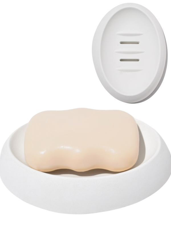 Saboneteira Porta Sabonete Banheiro Oval  Luxo 12,5cm em Cimento