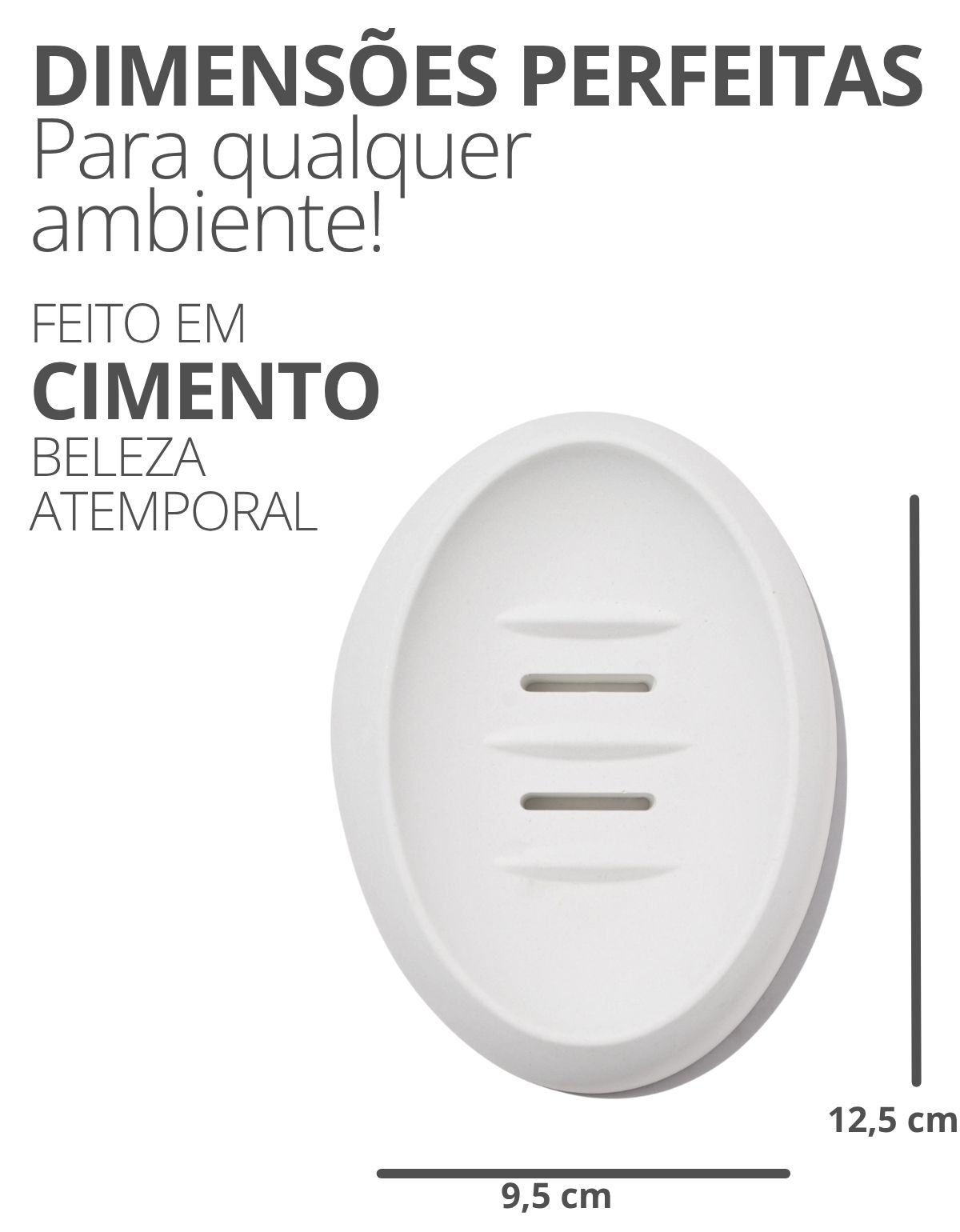 Saboneteira Porta Sabonete Banheiro Oval  Luxo 12,5cm em Cimento