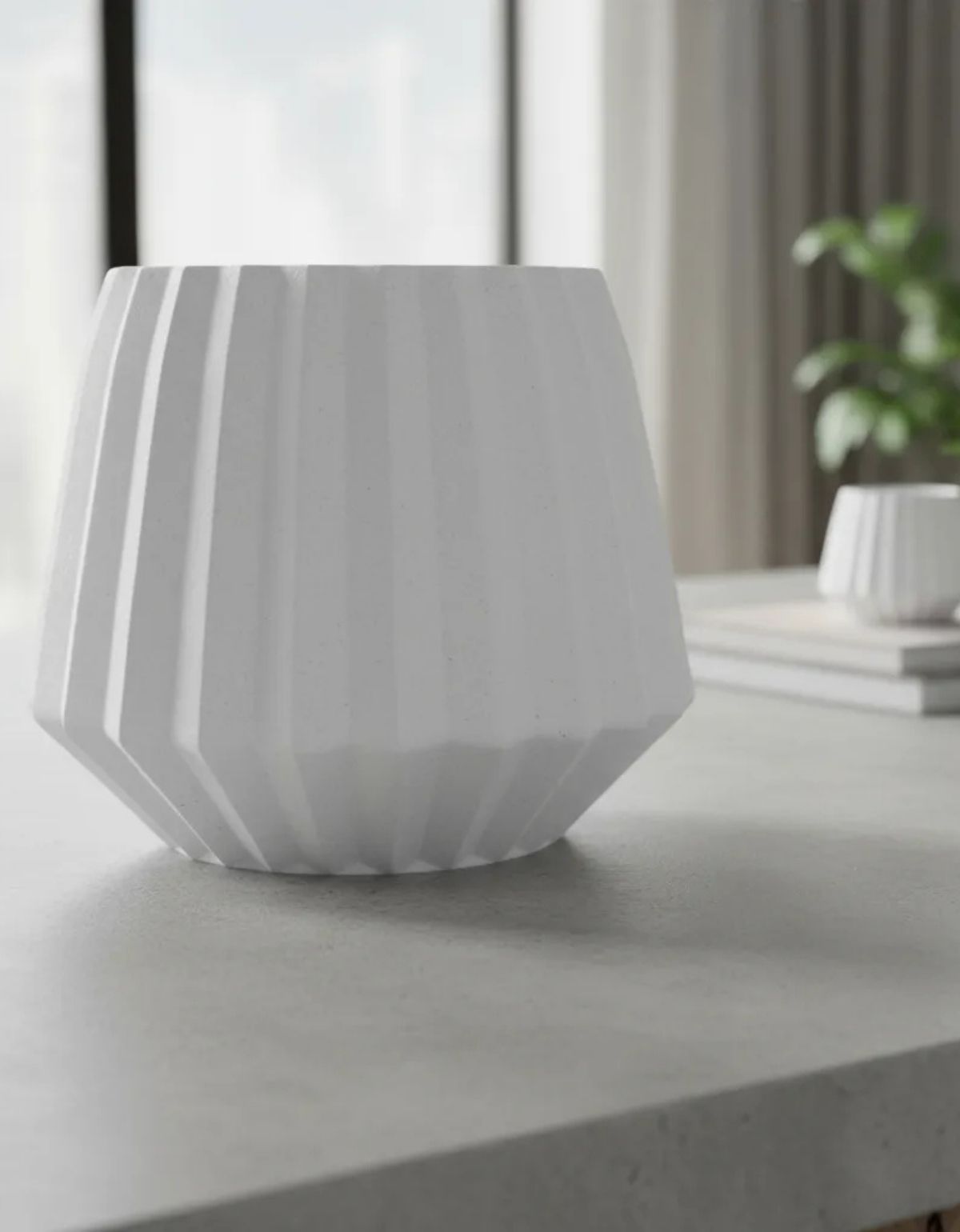Vaso Decorativo Diamante Artesanal 10,5x13cm Em Cimento
