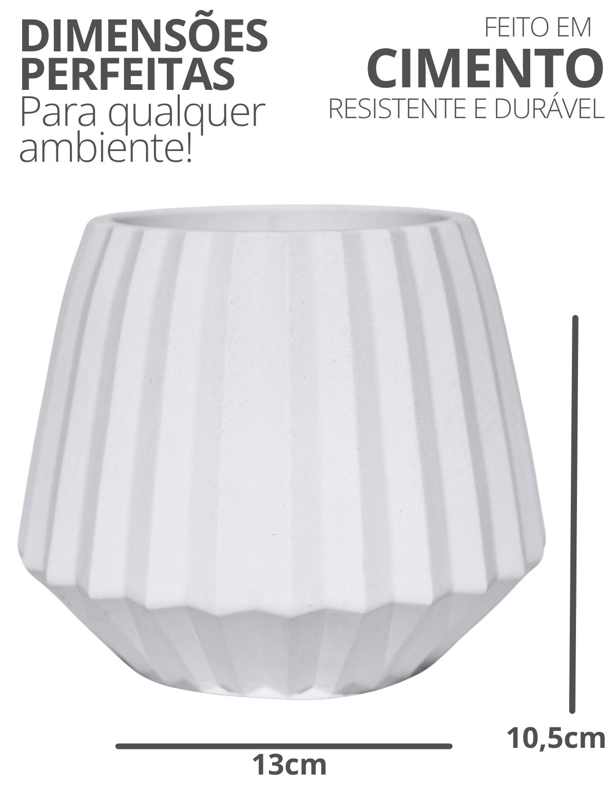 Vaso Decorativo Diamante Artesanal 10,5x13cm Em Cimento