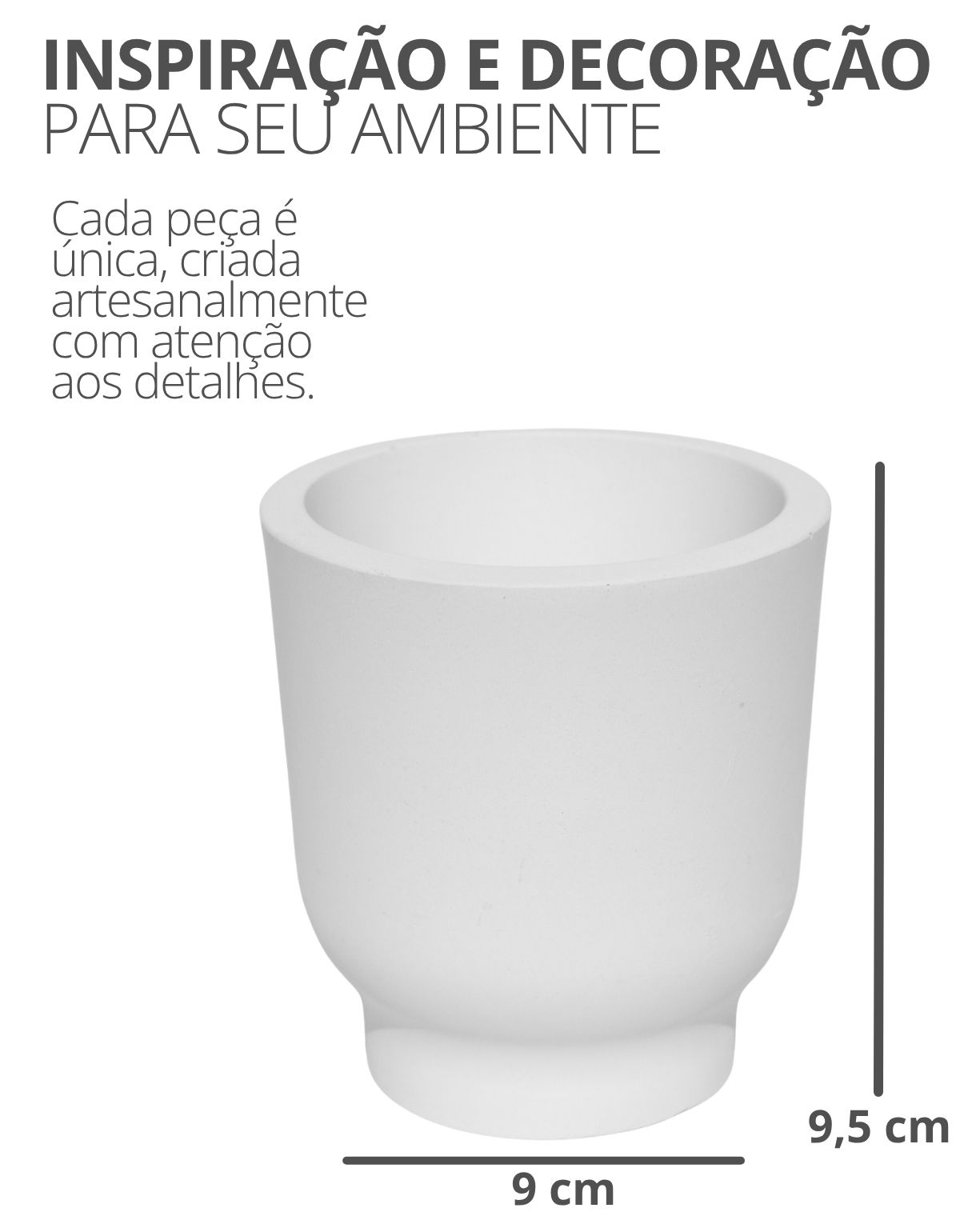 Vaso Decorativo Garrafa Invertida Lisa 9,5cm Em Cimento Artesanal