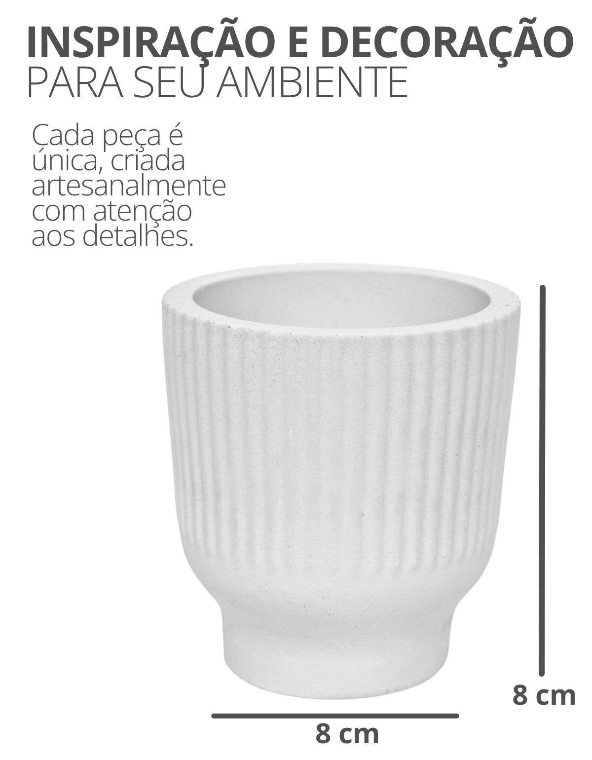 Vaso Decorativo Garrafa Invertida Listras 8cm Cimento Artesanal