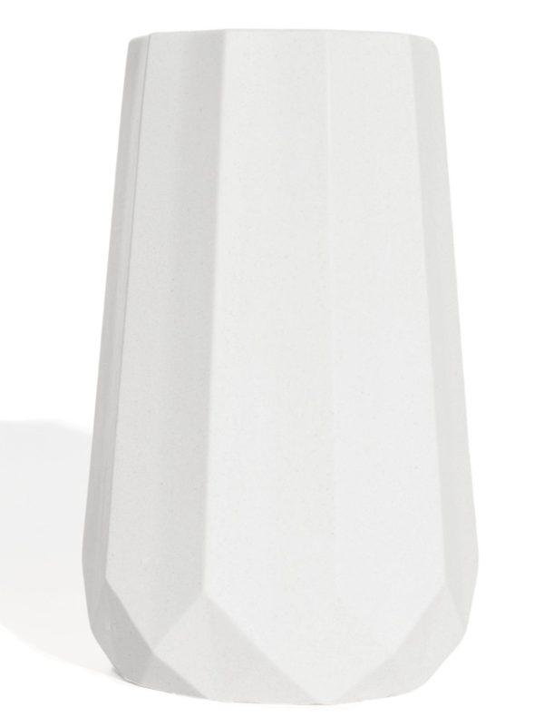 Vaso Garrafa Losangos Site ALETA 2 Mini Garrafa Losangos Artesanal 10x6m em Cimento Branco