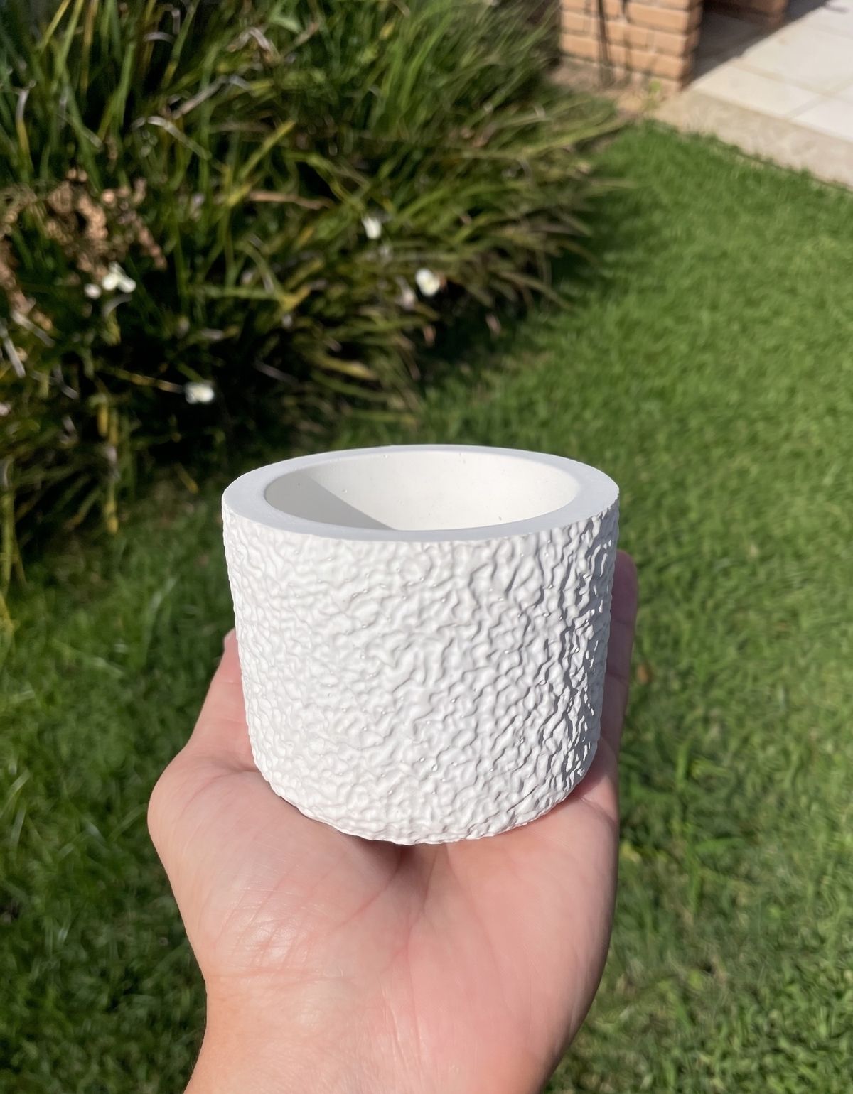 Vaso Decorativo Texturizado 9cm em Cimento Artesanal