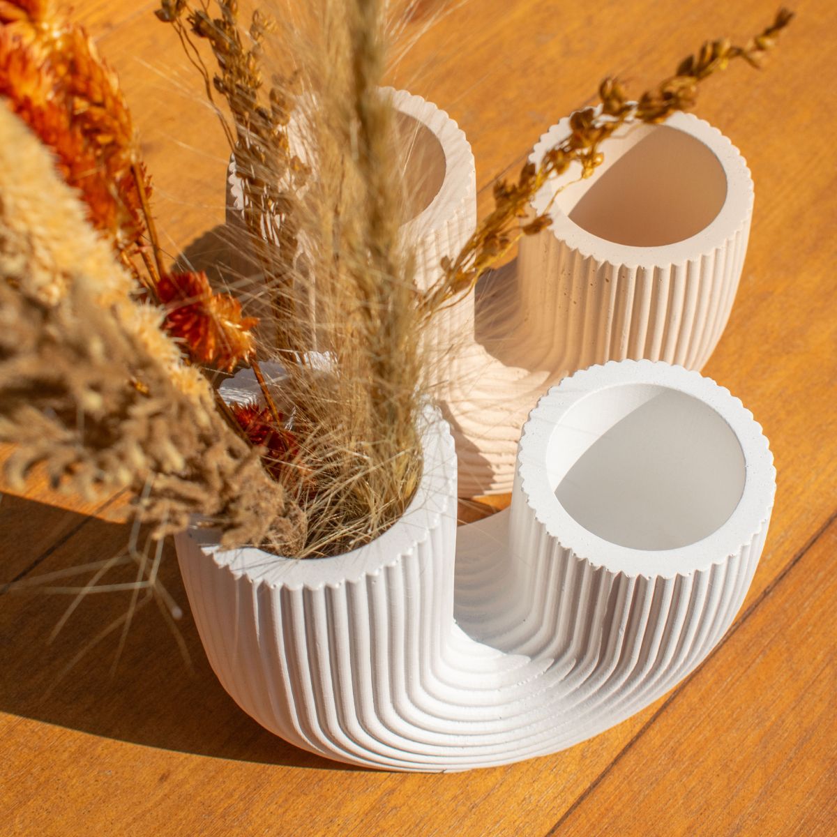 Vaso Decorativo Duplo Joana Artesanal 15cm em Cimento Artesanal