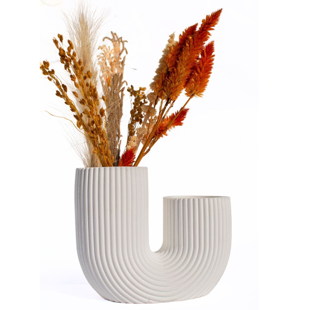 Vaso Decorativo Duplo Joana Artesanal 15cm em Cimento Artesanal