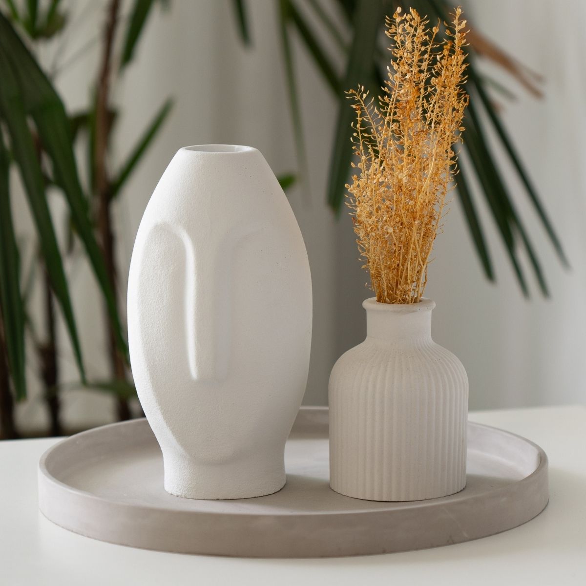 Vaso Decorativo Solitário Moai 18cm Artesanal Em Cimento