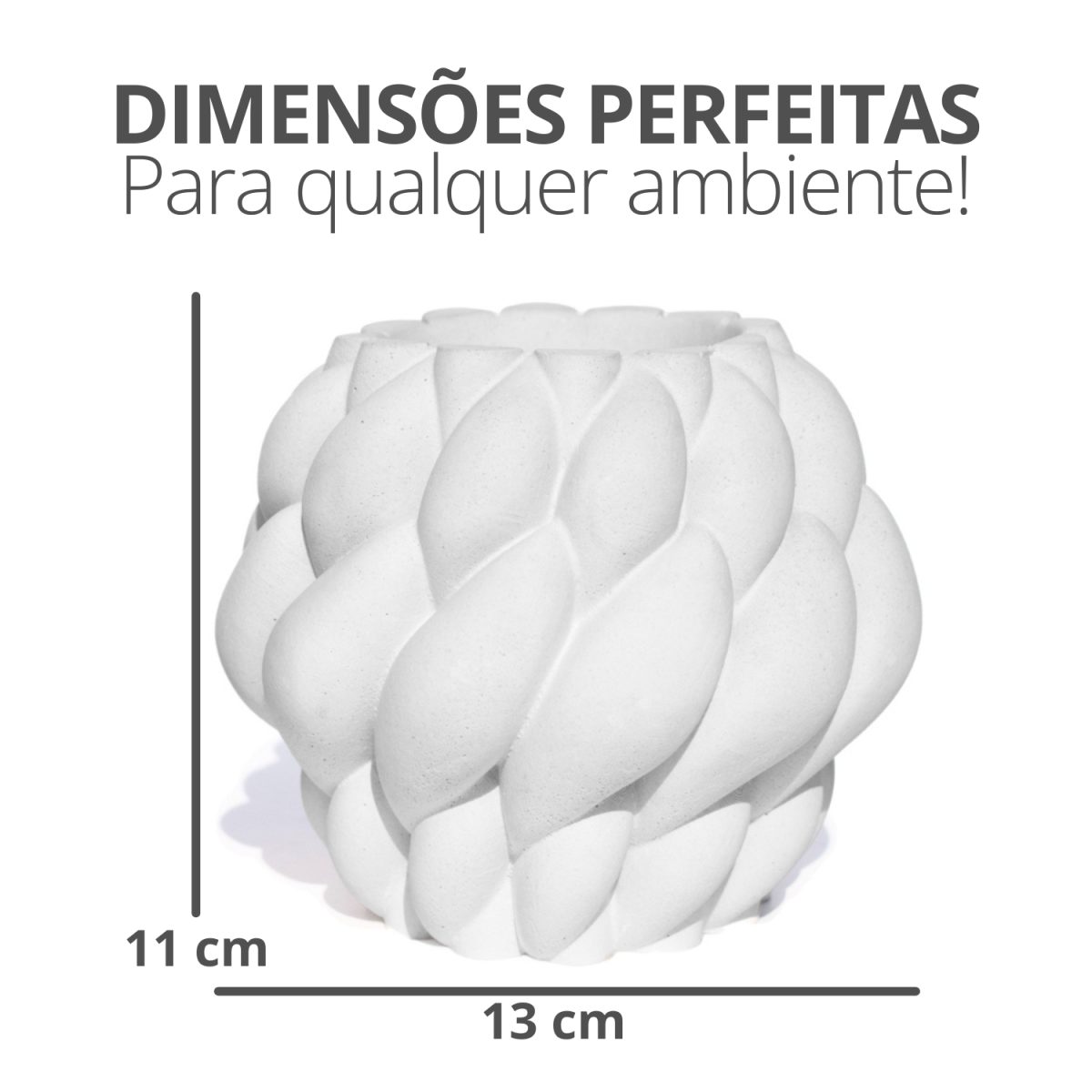 Vaso Decorativo Novelo 13cm em Cimento Artesanal Sala e Cozinha