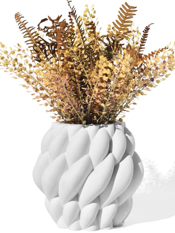 Vaso Decorativo Novelo 13cm em Cimento Artesanal Sala e Cozinha