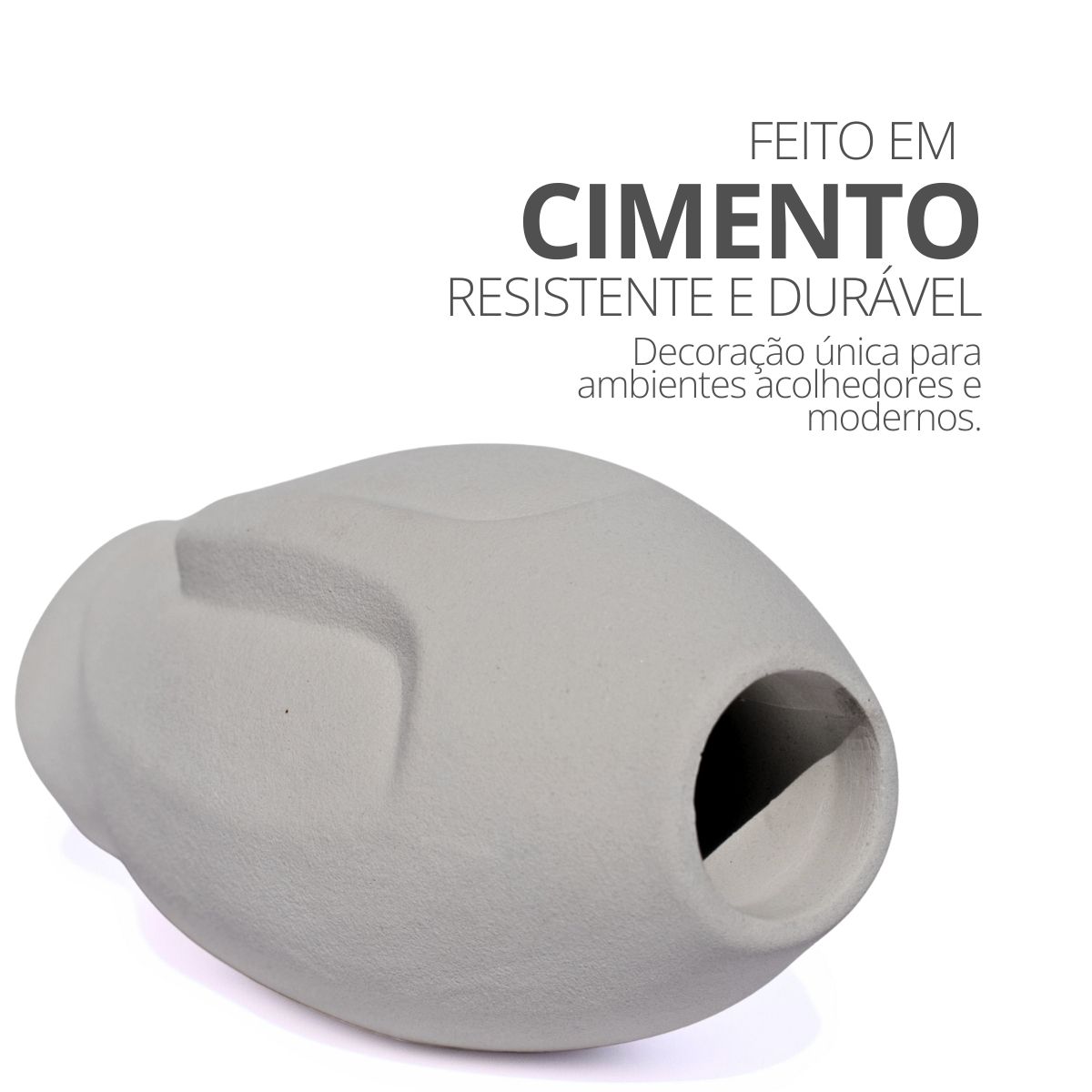 Vaso Decorativo Solitário Moai 18cm Artesanal Em Cimento
