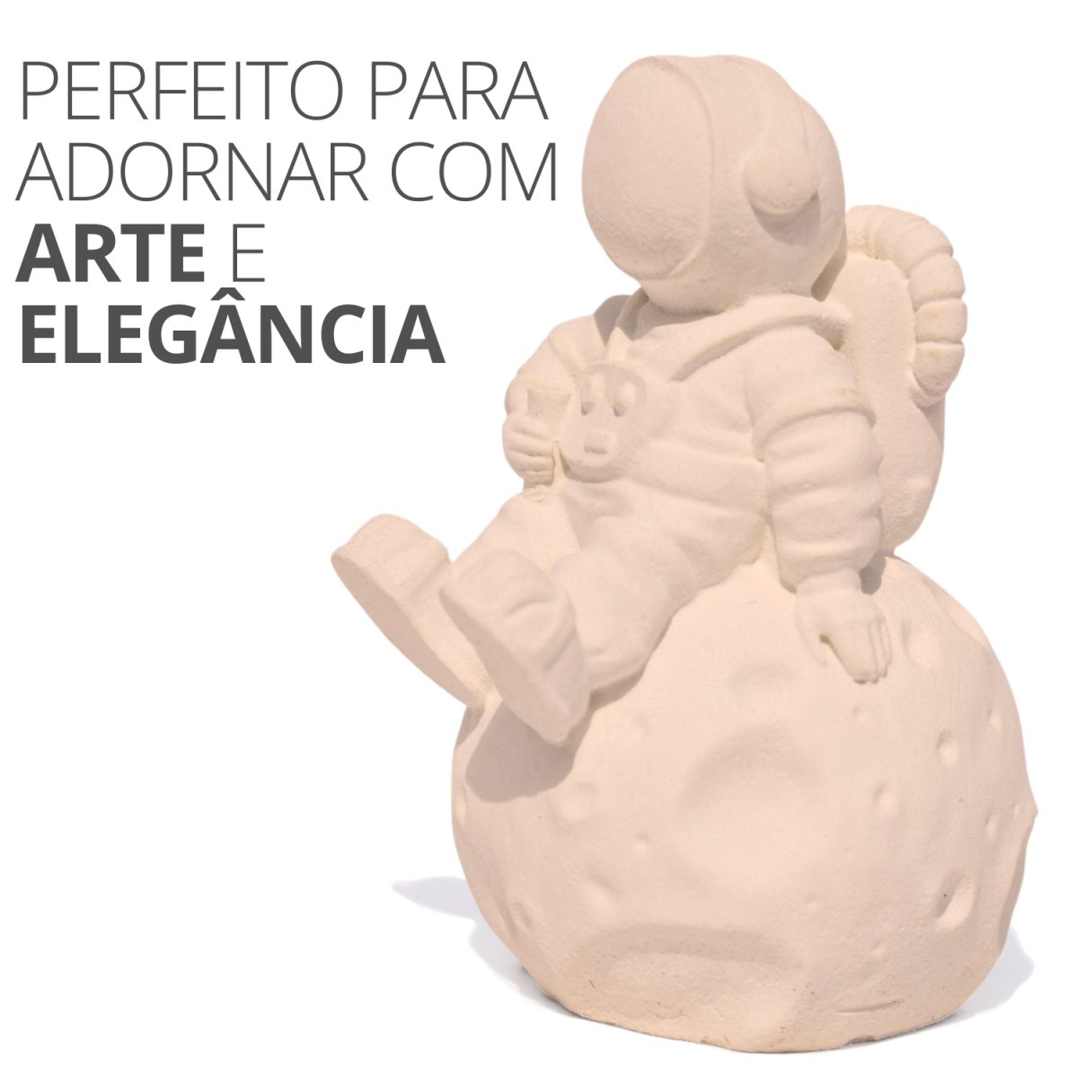 Estátua Decorativa Artesanal Astronauta 7,5cm em Cimento