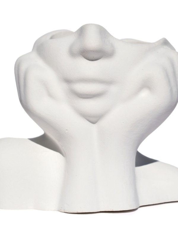 Vaso Decorativo Mão No Rosto 11cm Cimento Artesanal