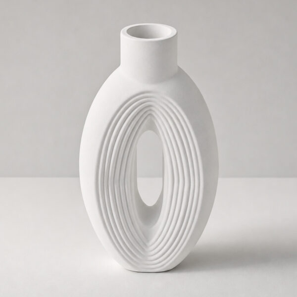 Vaso de Cimento Artesanal Eclipse — Decoração de Mesa, vista em perspectiva