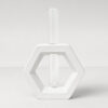 Vaso Solitário Hexa de Cimento Branco Artesanal, vista em perspectiva