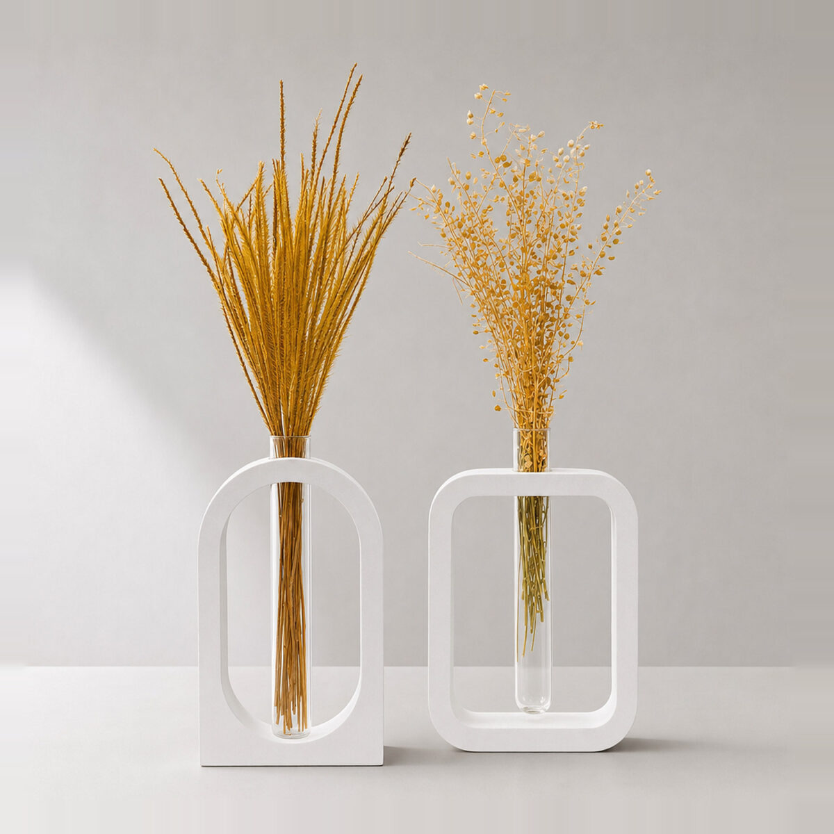 Vasos Decorativos de Cimento Branco Retangular com Janela, vista em perspectiva