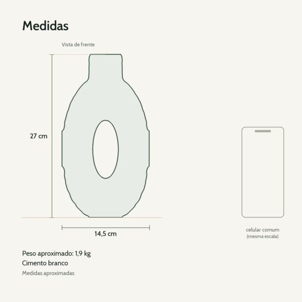 Medidas: Vaso de Cimento Artesanal Eclipse — Decoração de Mesa