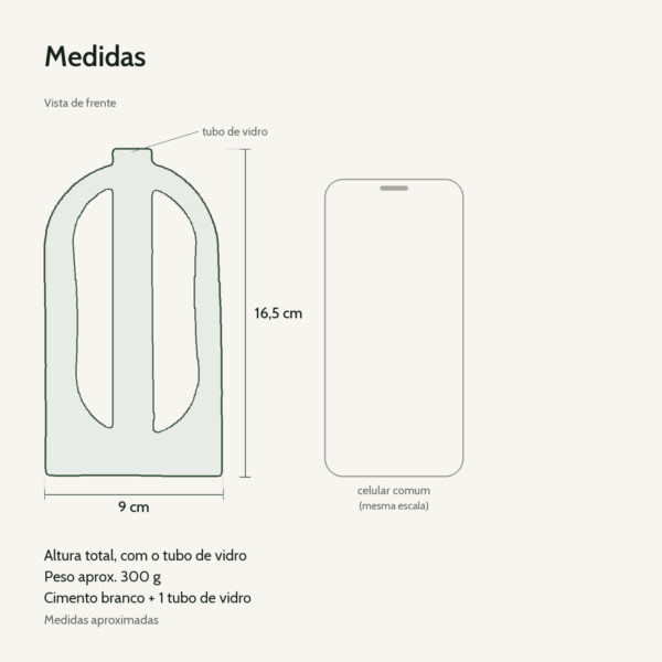Medidas: Vaso Decorativo de Cimento Branco Solitário para Janela