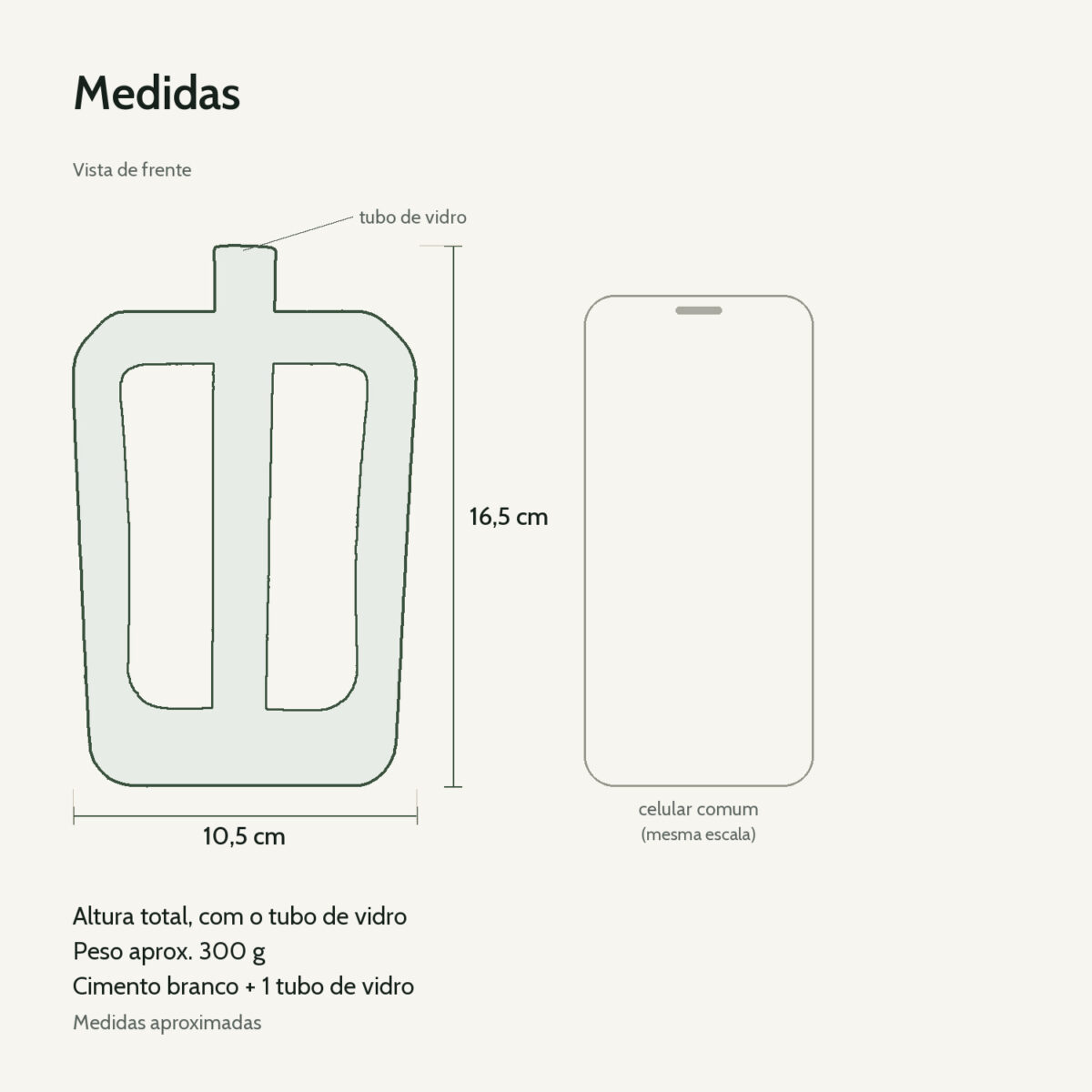 Vaso Solitário Retangular de Cimento Branco Artesanal Medidas: Vaso Solitário Retangular de Cimento Branco Artesanal