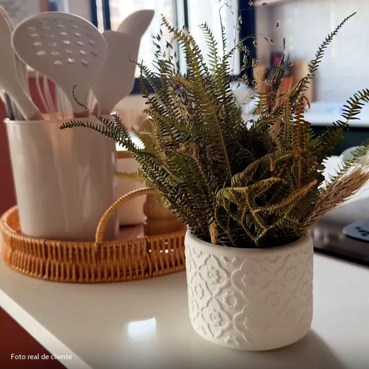Foto real de cliente: Arranjo de Flores Secas em Vaso de Cimento | Aleta Decoração