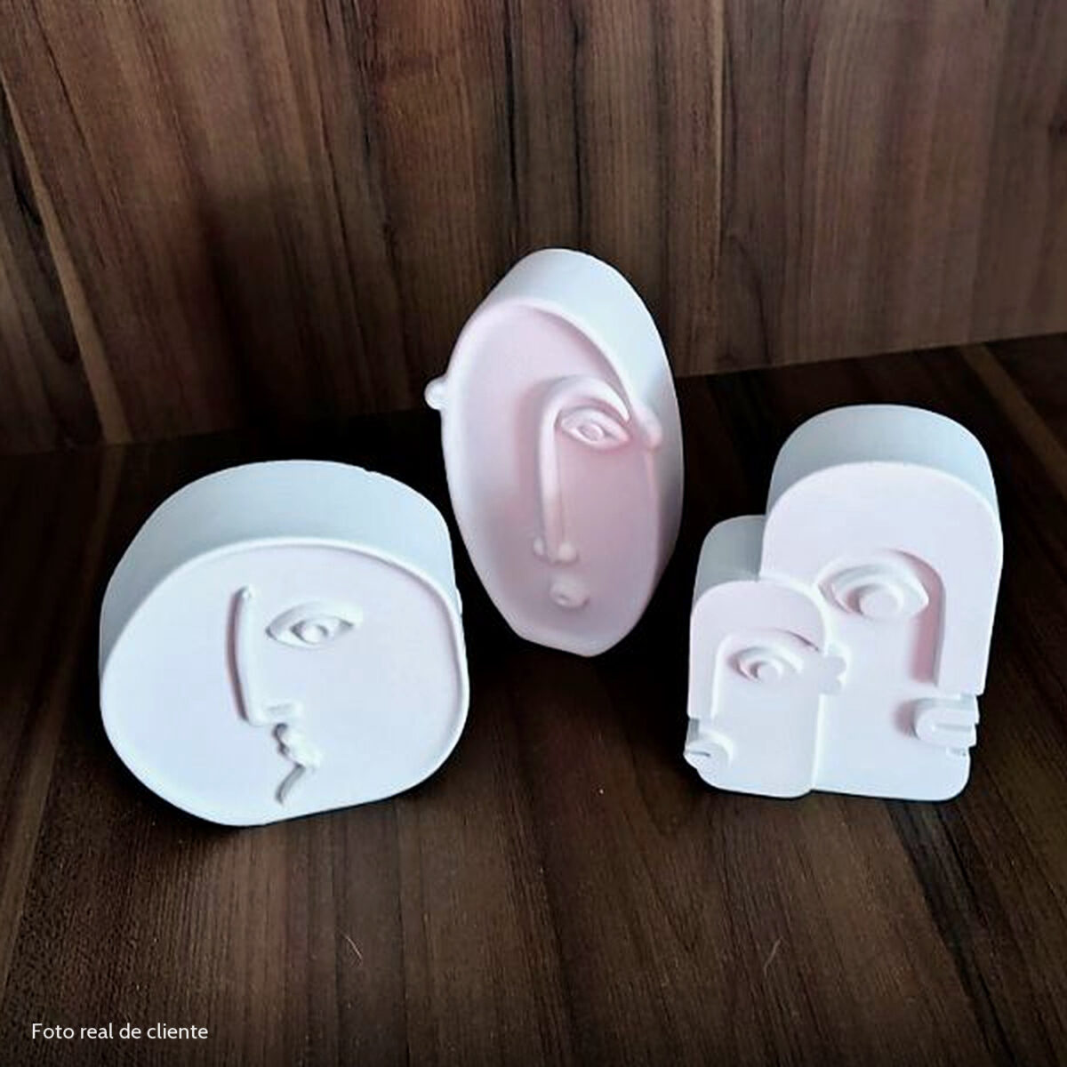 Foto real de cliente: Estatuetas Decorativas Nórdicas em Cimento Branco — Kit 3 Peças