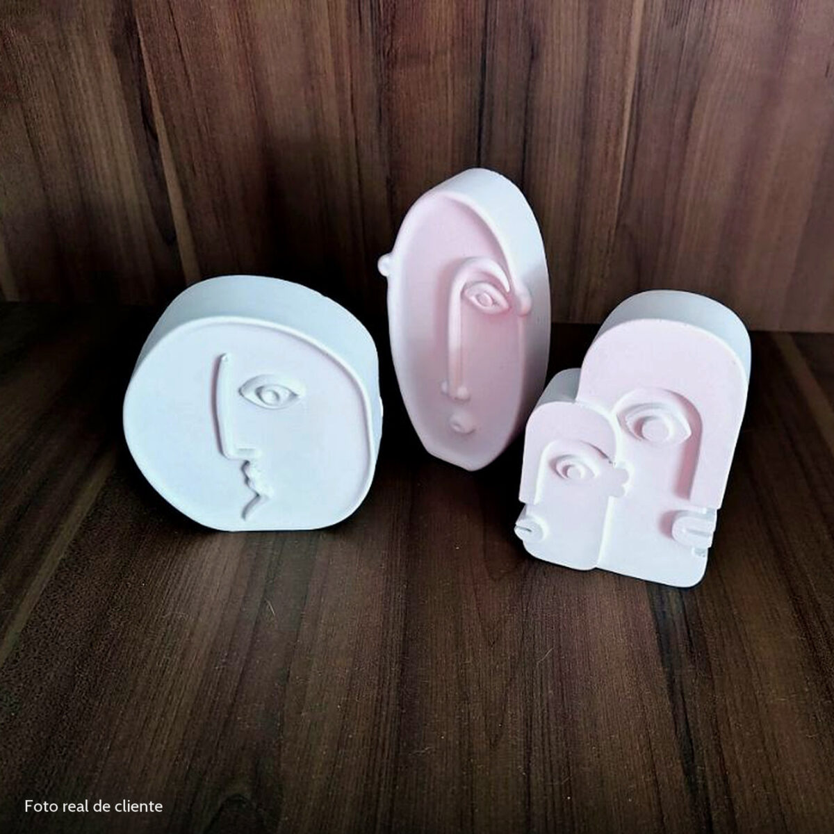 Foto real de cliente: Estatuetas Decorativas Nórdicas em Cimento Branco — Kit 3 Peças
